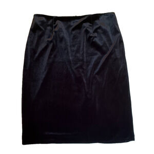 Women's Black Velvet Skirt Size 4 Velour Pencil Fully Lined Poly Spandex Stretch